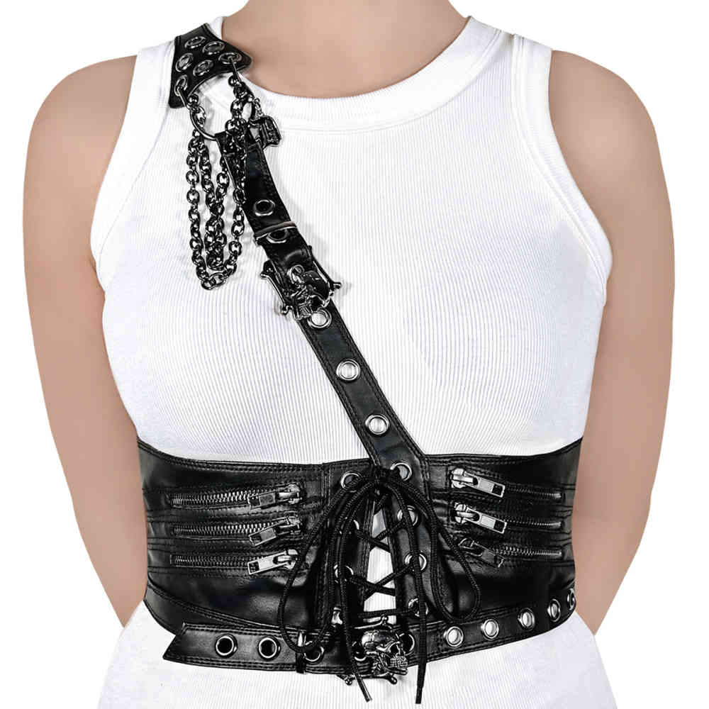 DemoniaCult DemoniaCult DA 105 Ceinture pour la taille Noir Attit